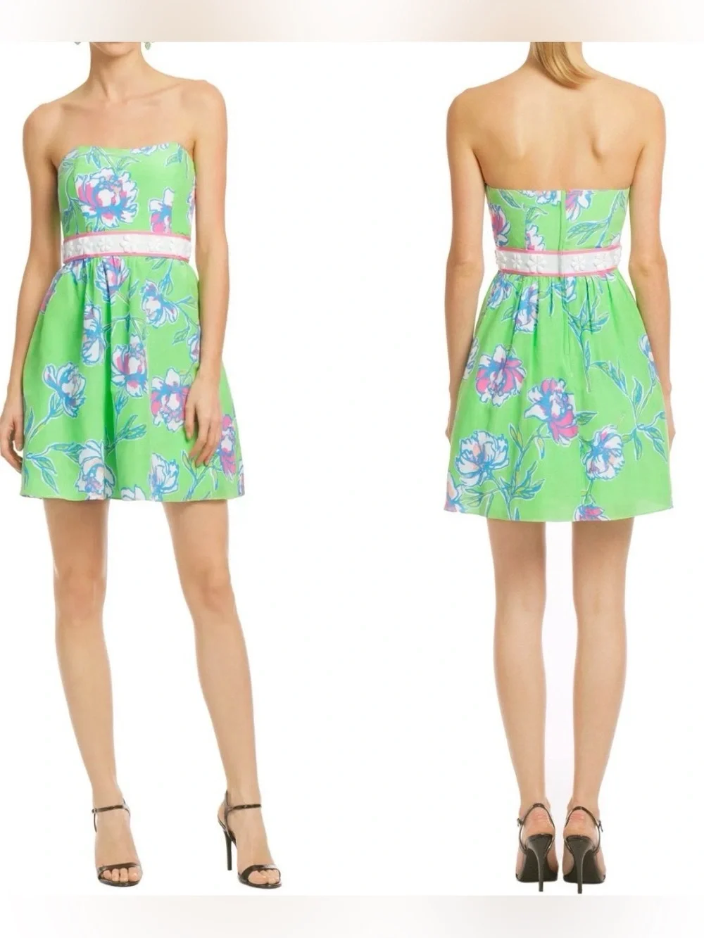 LILLY PULITZER LANGLEYStrapless Floral Mini Dress DRESS SIZE 4 - Picture 2 of 10